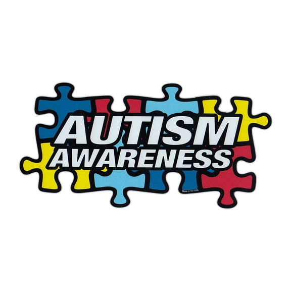 Magnetic Bumper Sticker - Autism Awareness (Puzzle Pieces, Autistic) - Puzzle Piece Shaped Support Magnet - 7" x 3"