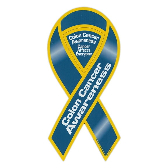 Magnetic Bumper Sticker - Colon Cancer Awareness - Ribbon Shaped Support Magnet - 4" x 8"