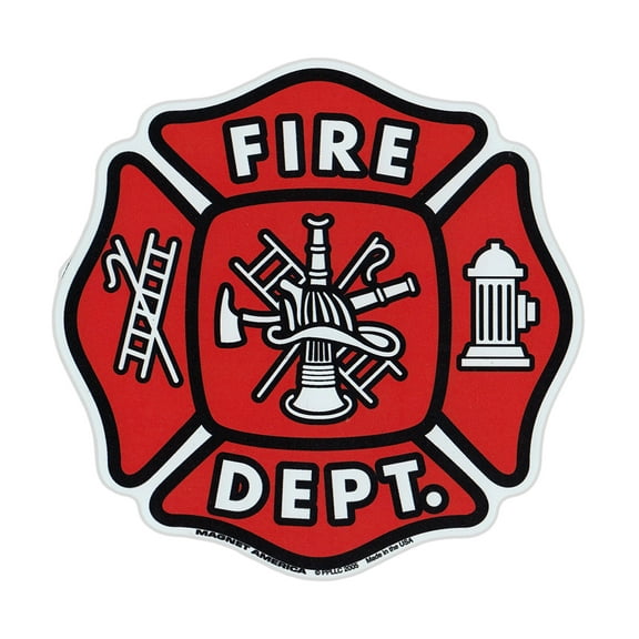 Magnetic Bumper Sticker - Fire Department Shield (Maltese Cross, Firefighter, Fireman) - Support Magnet - 5" x 5"
