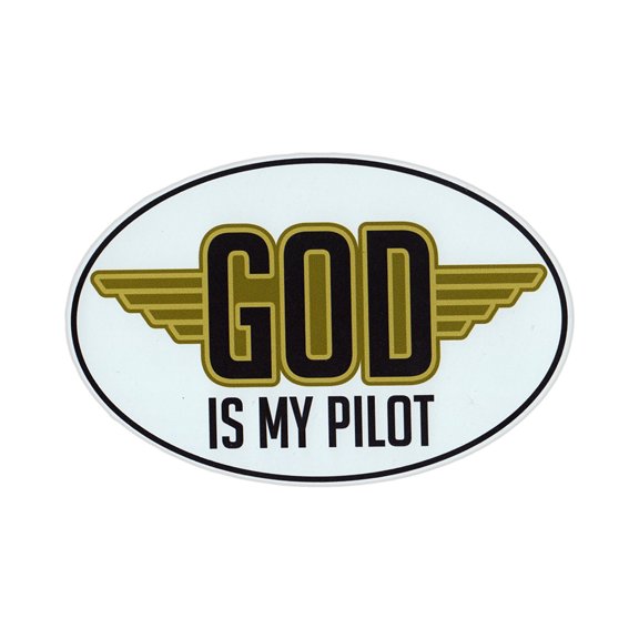 Magnetic Bumper Sticker - God Is My Pilot (Gold Wings) - Oval Shaped Religious Magnet - 6" x 4"