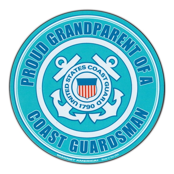 Magnetic Bumper Sticker - Proud Grandparent U.S. Coast Guard - Round Military Support, Pride Magnet - 5" Round