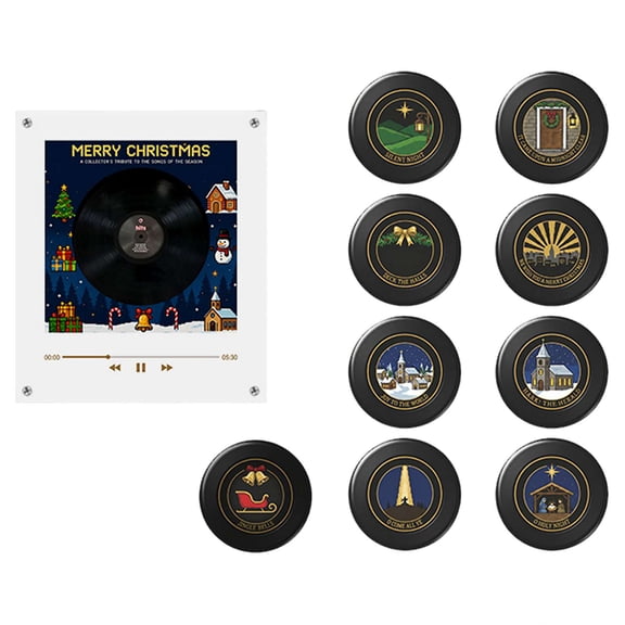 Magnetic CD Player, Portable Wall Mount Music Player with 9 Chirstmas CDs and Built-in Light Ring for Kitchen Dorm Home Decor