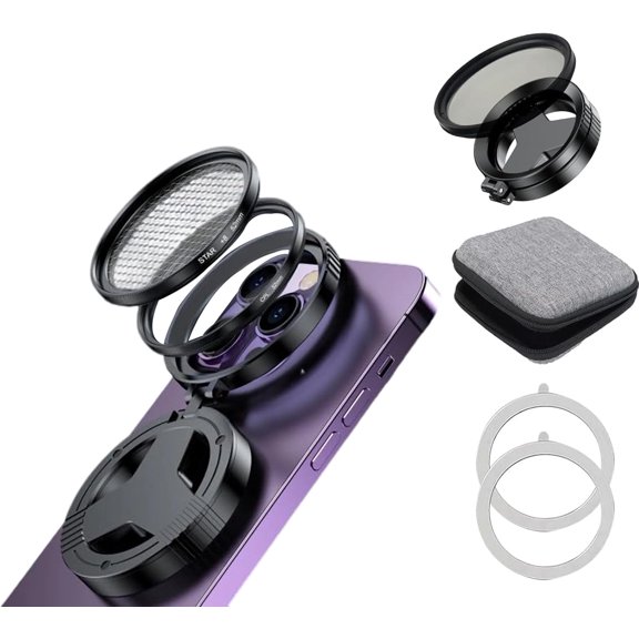 Magnetic CPL Filter for iPhone, Quick Mount for iPhone Filter Lens, Professional 52mm Polarizing Filter for iPhone Compatible with iPhone 12-16, Anti-Glare, Reduces Reflections Enhances Colors