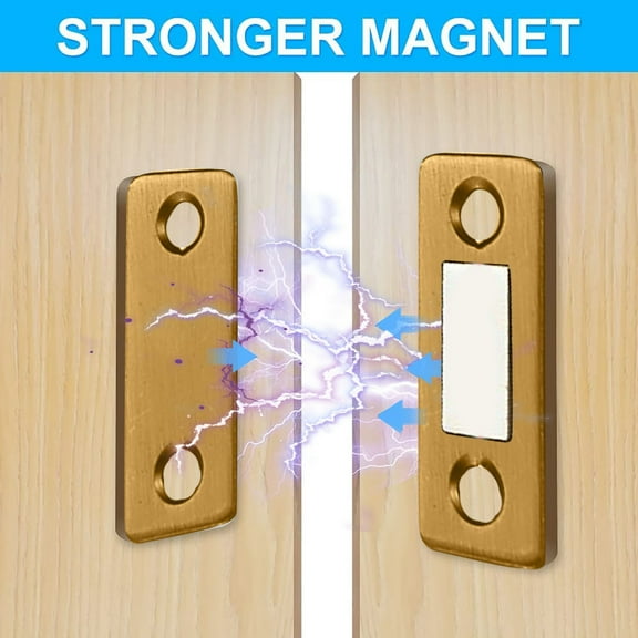 Magnetic Cabinet Catch, Sliding Door Magnet, Wardrobe Door Patch Absorber, Stainless Steel, Adhesive and Screw Installation, for Cabinets, Drawers, Closets