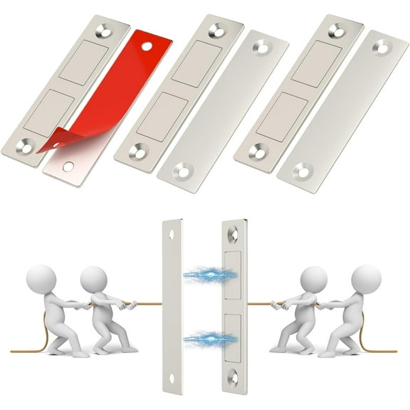 Magnetic Cabinet Door Catch, 4 Pack Ultra-Thin Invisible Door Magnets 30 Lb Kitchen Drawer Closures, Heavy Duty Door Catch with Screw, Double Magnets Latch for Wardrobe Closet Door Closing