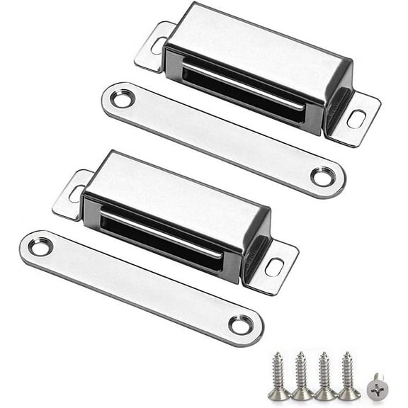 Magnetic Cabinet Door Catch Strong Magnetic Stainless Steel Cabinet Latch, 50LB Door Magnet, Keep RV Kitchen Bathroom Cupboard Wardrobe Closet Door Drawer Tightly Closed (50lb-4Pack), Silver