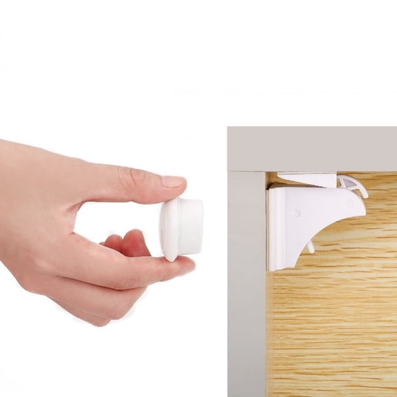 Magnetic Cabinet Locks Baby Proofing - 10 Locks & 2 Keys, No Drill Adhesive Safety Latches for Cabinets & Drawers, Child Proof Lock for Kitchen, Strong Magnet Key to Open, Easy Installation