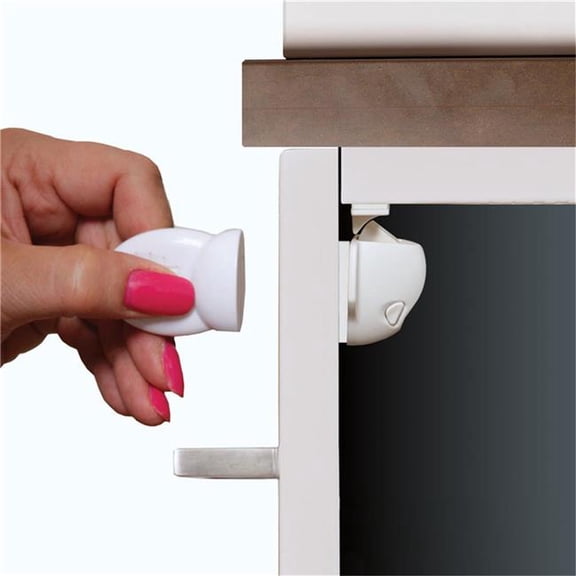 Magnetic Cabinet Locks - White - Pack of 2 - Easy Adhesive Installation