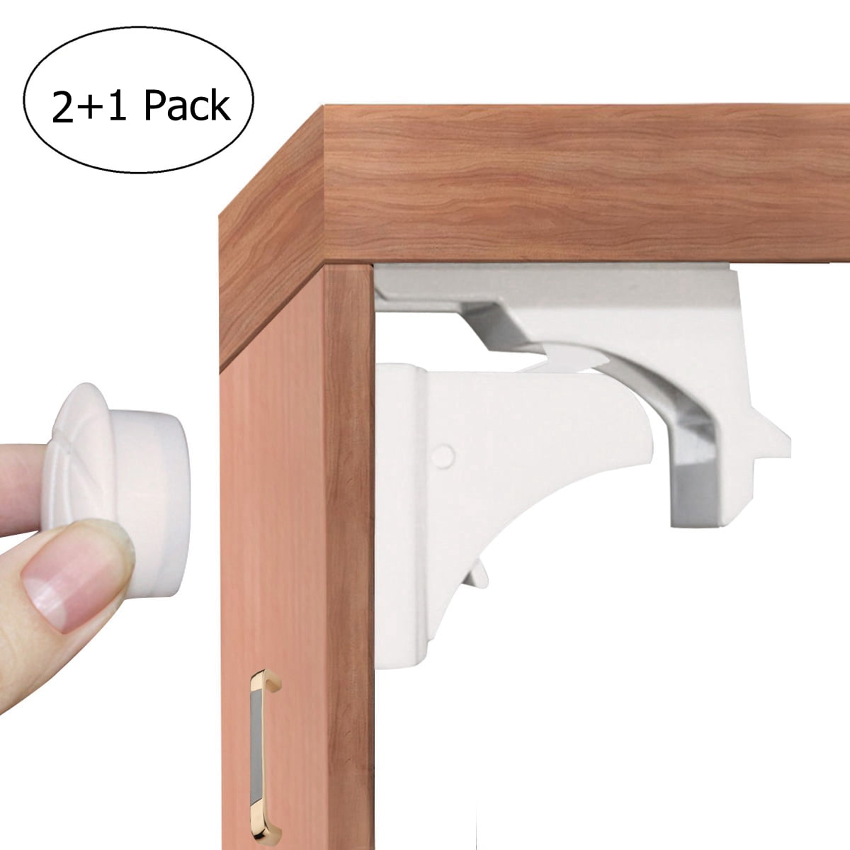 Tqs Magnetic Cabinet Locks Toodler Baby Proofing Safe Kitchen Cabinets Hook - No Draw No Drilling No Pinched Finger[4-Lock 1-Key]