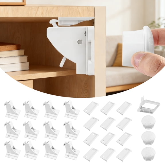 LAPTOM MAX Magnetic Cabinet Locks Baby Proofing, Child Proof Locks for Cabinets, Drawers and Doors, No Tools Required, 12 Pack with 3 Keys