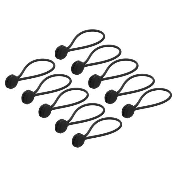 Magnetic Cable Clips 7.5 Inch x 0.6 Inch Black for Home, Kitchen, Office, 10 Pcs