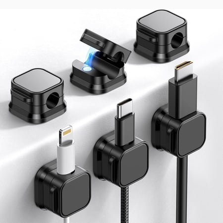 Cord Organizer- Mini Cable Clips, Magnetic Cord Organizer For Home Office, Desk, Telephone, Car, Wall, Desktop, Bedside Table (6pcs)