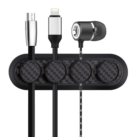 Magnetic Cable Organizer Carbon Fiber Black, 75x23x4mm, for Neat Desktop Cable Management