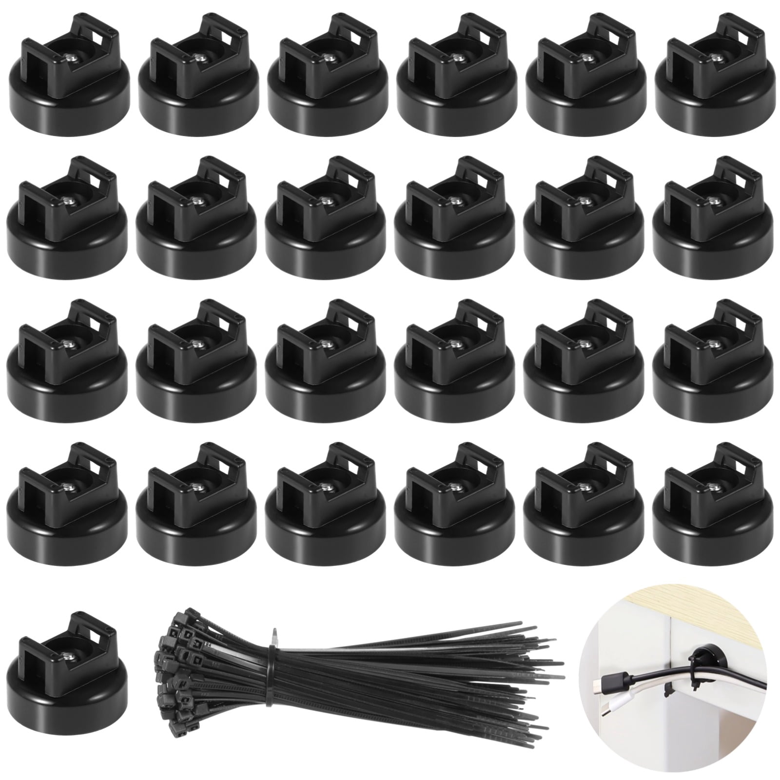 Zip Code Magnets Magnetic Cable Zip Tie Mounts, 25 Pcs Magnets with 100 Pcs Cable Zip ...