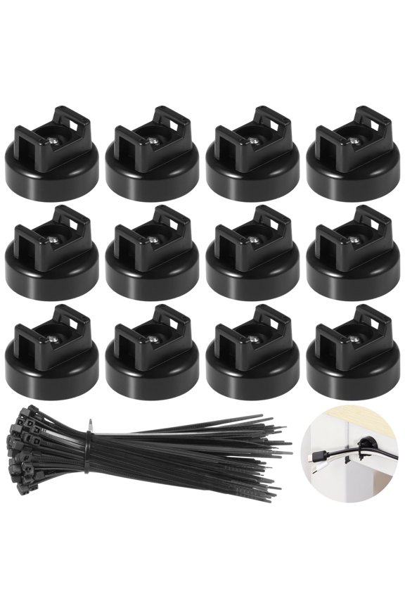 Magnetic Cable Zip Tie Mounts, 50 Pcs Magnets with 200 Pcs Cable Zip Ties, Multipurpose Magnetic Cable Holder for Cable Management, Wire Management Bases, Wire Cable Clips