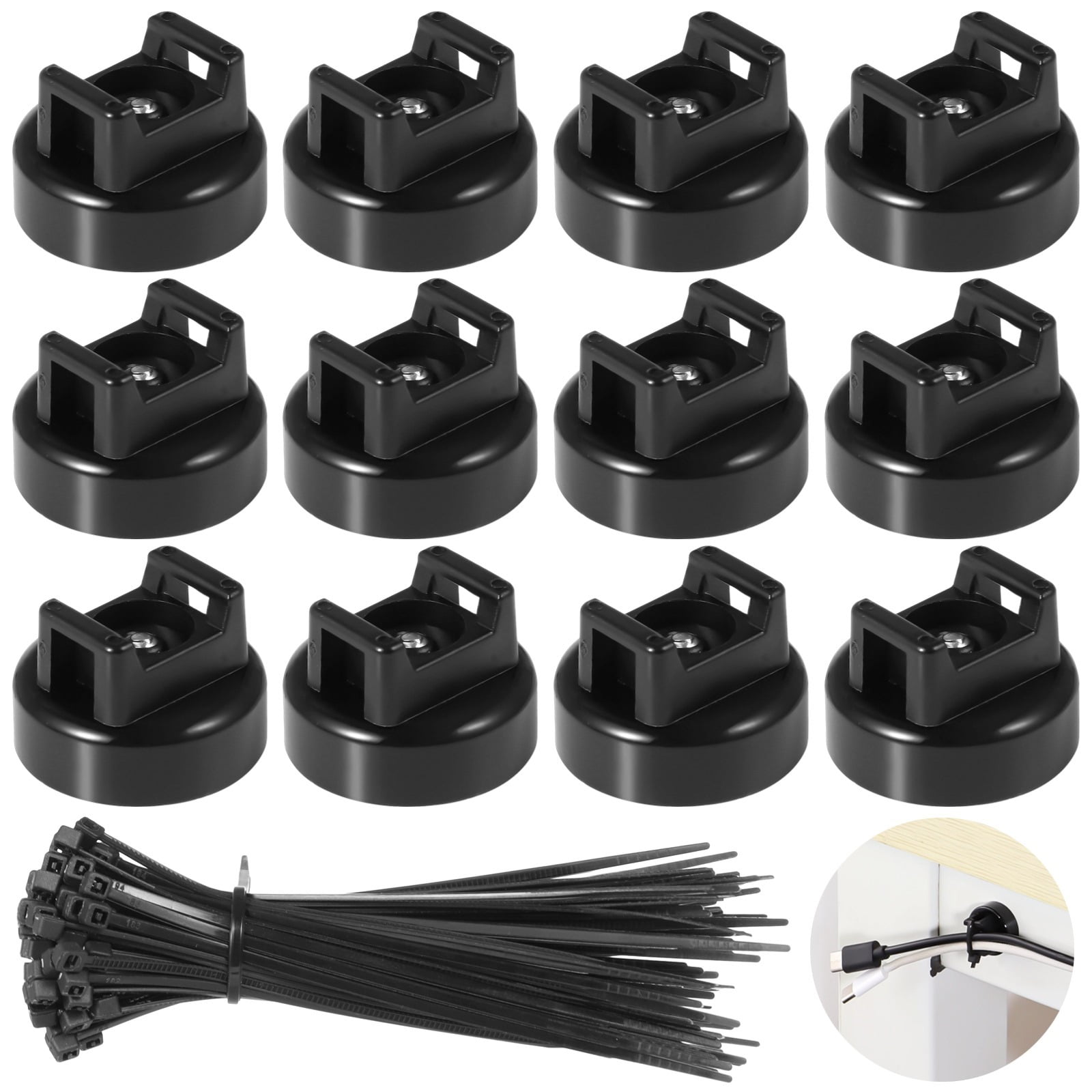 Cable Zip Tie Mounts, 50 Pcs with 200 Pcs Cable Zip