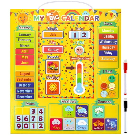 Magnetic Calendar for Kids Girls, Wall Calendar for Boys Age 4 5 6 Preschool Calendar Learning Poster for 4-7 Year Old Kids Educational Calendar Homeschool Daily Calendar for Kids Classroom Calendar