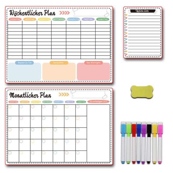 Fridge Magnetic Calendar Weekly Monthly Magnetic Calendar Whiteboard ...