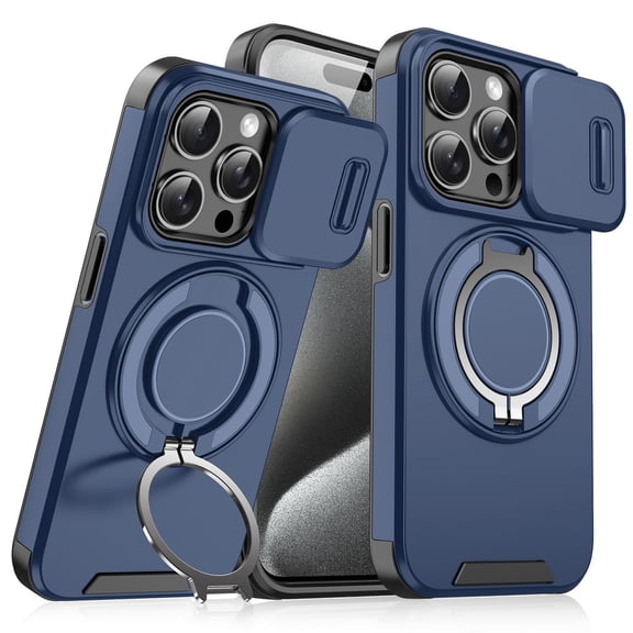 Magnetic Camera Slide Case for iPhone 17 16 Plus 15 14 13 Pro Max Adjustable Kickstand Shockproof Bumper Slim Protective Cover