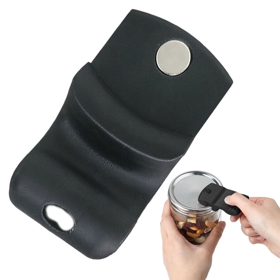 Magnetic Canning Jar Opener, Mason Jar Opener for Canning Lids, Jar Opener Gripper for Open Wide Mouth & Regular Lids, Easy to Use Lid Opener for Hanging Fridge Magnet Storage, Black Can Opener 1 Pc