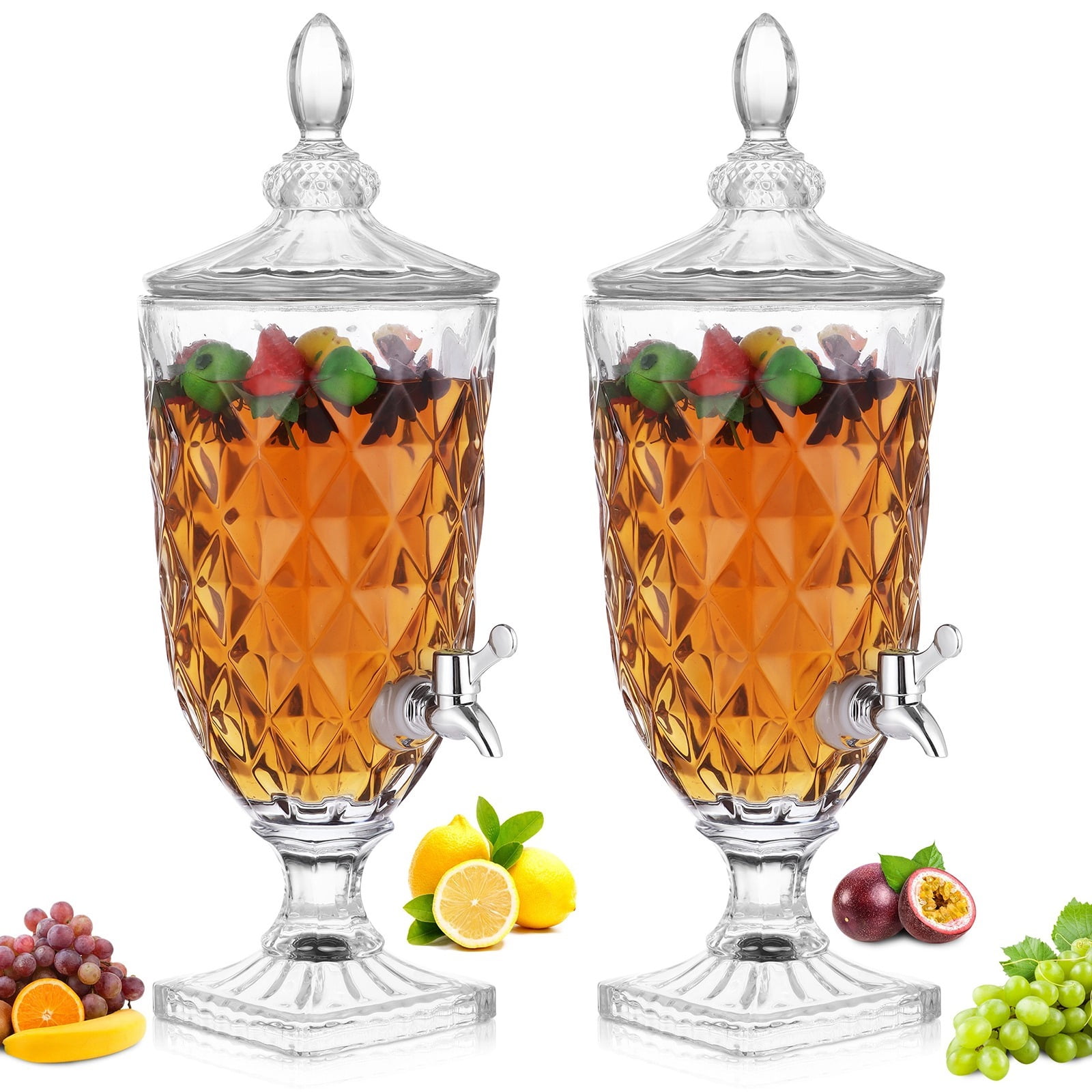 2 Pcs Drink Dispensers for Parties, 0.8Gallon Glass Beverage