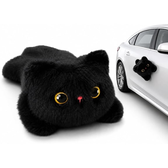 Magnetic Car Animal Plush Toys, Cute Cartoon Cat Magnet for Car Side Mirror, Refrigerator, Locker & Metal Surfaces