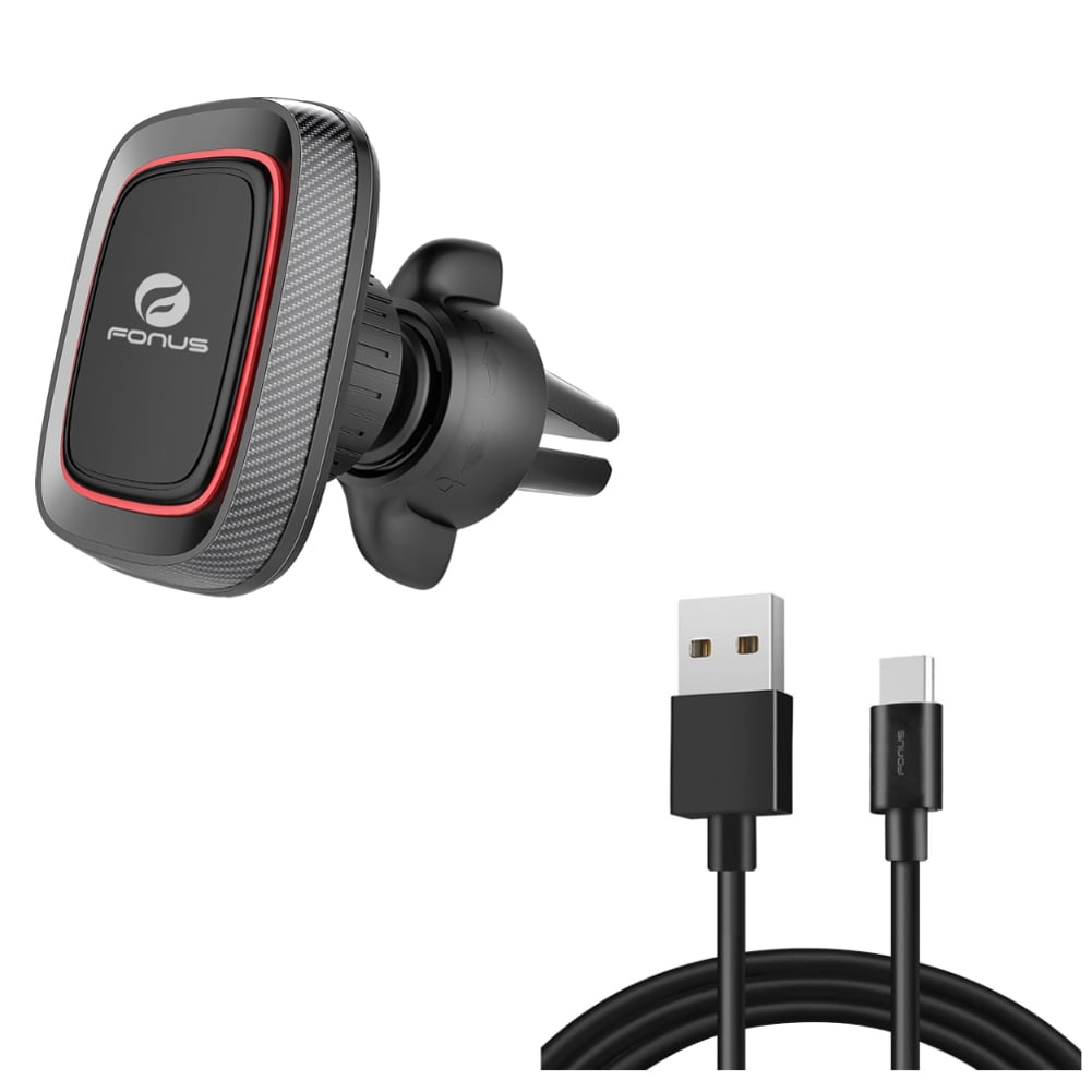 Magnetic Car Mount w Type-C 3ft PD USB-C Cable for OnePlus 9, Nord N200 5G/N100/N10 5G, Pro Phone - Air Vent Holder Swivel Dock, Fast Charger Power G2A for OnePlus 9, Nord N200 5G/N100/N10 5G, Pro