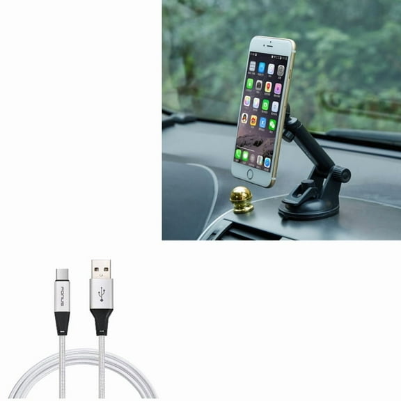 Magnetic Car Mount w Type-C 6ft USB Cable for OnePlus 9, Nord N200 5G/N100/N10 5G, Pro Phone - Holder Dash Windshield, Charger Cord Power Wire Q1R for OnePlus 9, Nord N200 5G/N100/N10 5G, Pro