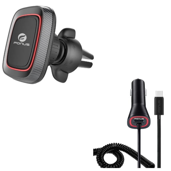 Magnetic Car Mount w Type-C Quick Car Charger for OnePlus 9, Nord N200 5G/N100/N10 5G, Pro Phone - Air Vent Holder Swivel Dock, Power Adapter DC W5K for OnePlus 9, Nord N200 5G/N100/N10 5G, Pro