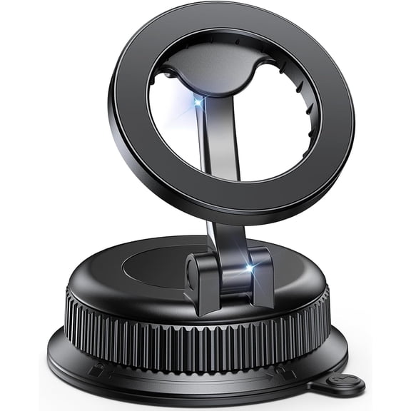 Magnetic Car Phone Holder for MagSafe, Strong Suction Cup Car Phone Mount for Dashboard & Windshield, 360 Rotatable & Foldable, Adjustable Cell Phone Holder for Car, Fits iPhone 1217 Series