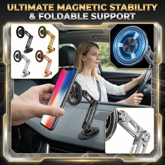 Magnetic Car Phone Holder, Strong Magnet Cell Phone Mount for Car Dashboard & Air Vent, 360° Rotation Universal One-Handed Operation Cradle Compatible with iPhone Samsung Galaxy Smartphones