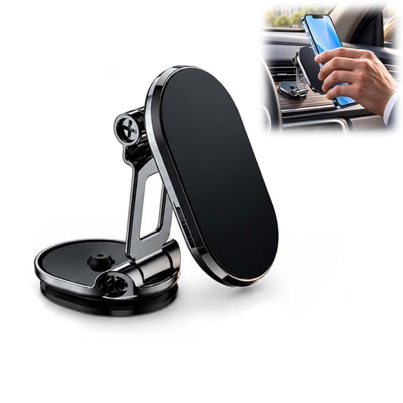 Magnetic Car Phone Mount – Foldable Dashboard Holder with 360° View