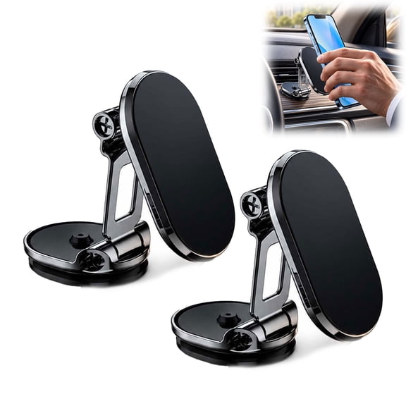 Magnetic Car Phone Mount – Foldable Dashboard Holder with 360° View