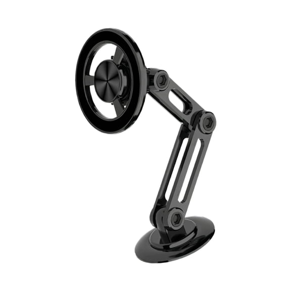 Magnetic Car Phone Mount, Foldable Metal Dashboard Cell Phone Holder with Strong Adhesive Base, 360 Degree Rotation Universal Support for iPhone and Android, Black