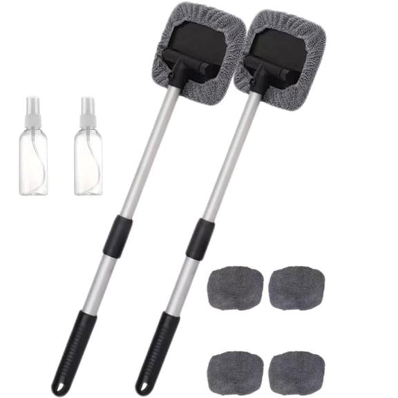 Magnetic Car Window Cleaner | Expandable Windshield Cleaner Tool with Reusable Microfiber Pads & Spray Bottle - Dual-Sided Glass Cleaning for Cars & Home