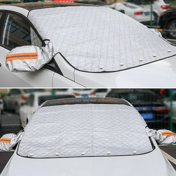 Magnetic Car Windshield Cover | All-Season Aluminum Sunshade & Snow Protector | Fits 225x110cm | Front & Rear Universal Fit | Easy Install With Elastic Straps | Foldable, Dustproof | 1 Piece