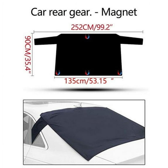 Magnetic Car Windshield Cover | Snow Sun Dust Protection | Aluminum Film | All Season Shield | Front or Rear Universal Fit | 210x125cm | Secure Elastic Straps | Includes 1 Cover + Storage Bag