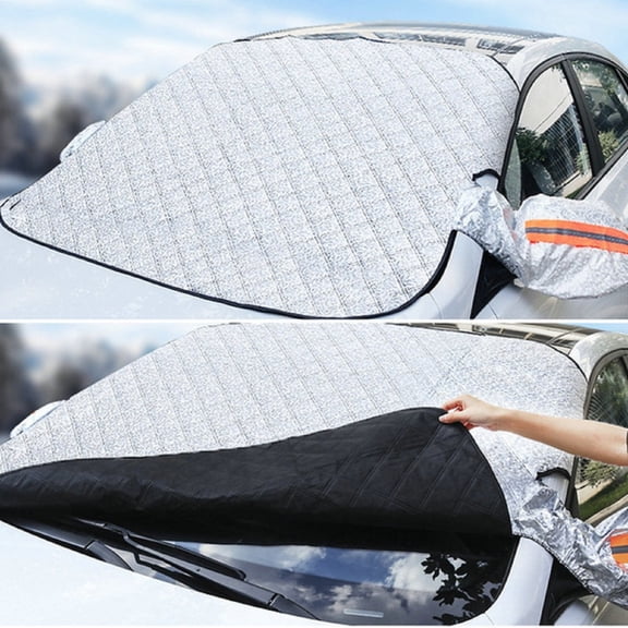 Magnetic Car Windshield Snow Cover for All Seasons Sun Frost and Ice Protection - Universal Fit Windshield Sun Shade That Folds for Easy Storage(A)