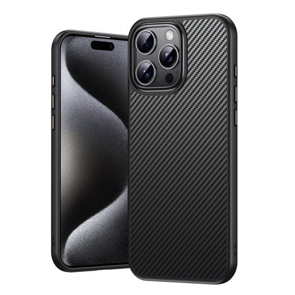 Magnetic Carbon Fiber Case for iPhone 16 Pro Max, Compatible with MagSafe Sturdy Durable Thin Case for iPhone 16 Pro Max Ultra Slim Shockproof Case with Military Grade Drop Protection,Black