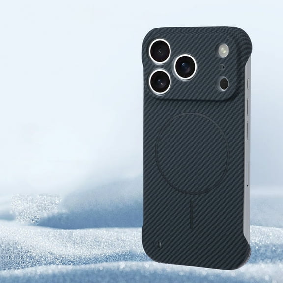 Magnetic Carbon Fiber Texture Case for iPhone 17 Pro, Compatible with Mag-Safe, Borderless Non-Frame Design, Ultra-Thin Lightweight Hard Case Cover for iPhone 17 Pro, Black