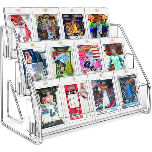 Magnetic Card Holder 3-Tier, Card Display Stand Clear Acrylic Trading Sports Card Display