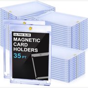 Magnetic Card Holders for Trading Cards, 35pt One Touch Clear Acrylic Card Cases, U-V Protection Hard Acrylic Protectors Cases for Sports, Baseball, Football, TCG, Game Collectible Cards - 100PACK