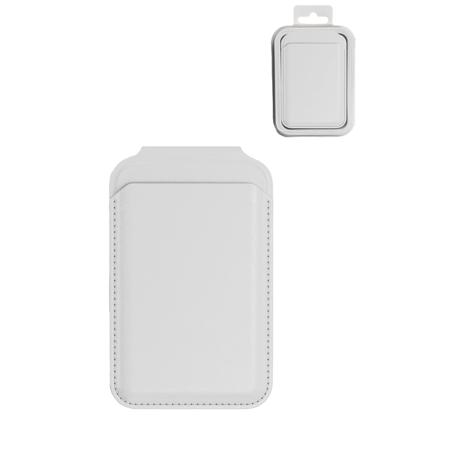 Magnetic Card Storage Wallet with Leather Finish and Stand - White