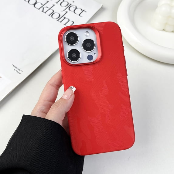 Magnetic Case for Apple iPhone 12 Pro Max for Women Men, Compatible with Magsafe Slim Fit Stylish Ccamouflage Pattern Drop Resistant Anti-Scratch Bumper Rugged Case Hard Shell, Red