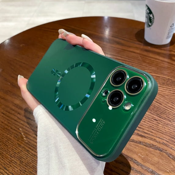 Magnetic Case For Apple iPhone 15 Pro,Support Wireless Charging,Decase Matte Frosted Skin-Feel Cover,Slim Lightweight Anti-Scratch Shell With Big Window Glass Camera Protector - darkgreen