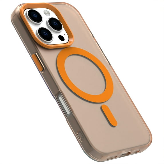Magnetic Case for Apple iPhone 16 Pro Max, Compatible with Magsafe Ultra Slim Fit Rugged Hybrid Drop Protection Bumper Solid Color Case Cover for Apple iPhone 16 Pro Max, Orange