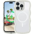 thumbnail image 1 of Magnetic Case Candy Wave Frame Case for iPhone 13 Pro Max 6.7 inch, Cute Curvy Case Compatible with Magsafe Shockproof Cover Non-Yellowing Clear Case Slim Fit Case for Women Girl-White, 1 of 11
