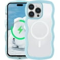 thumbnail image 1 of Magnetic Case Candy Wave Frame Case for iPhone 15 Pro Max 6.7 inch, Cute Curvy Case Compatible with Magsafe Shockproof Cover Non-Yellowing Clear Case Slim Fit Case for Women Girl-Sierra Blue, 1 of 12