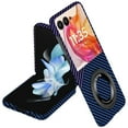 thumbnail image 1 of Magnetic Case Compatible with Motorola Razr 2024 with 360 Rotating Ring Kickstand, Aramid Carbon Fiber Ultra-Thin Shockproof Protective Cover for Razr 2024 Compatible with MagSafe, Bluepurple, 1 of 7