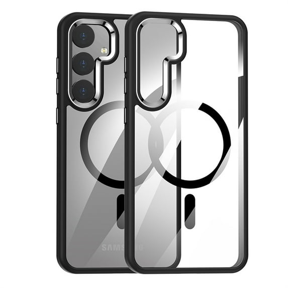Magnetic Case Compatible with Samsung Galaxy S24 Case, Compatible with MagSafe Wireless Charging, Hybird Rubber Transparent Anti-Scratch Back Shockproof Protective Slim Thin Phone Cover, Black